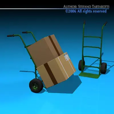Barrow two boxes and hand truck 3D model