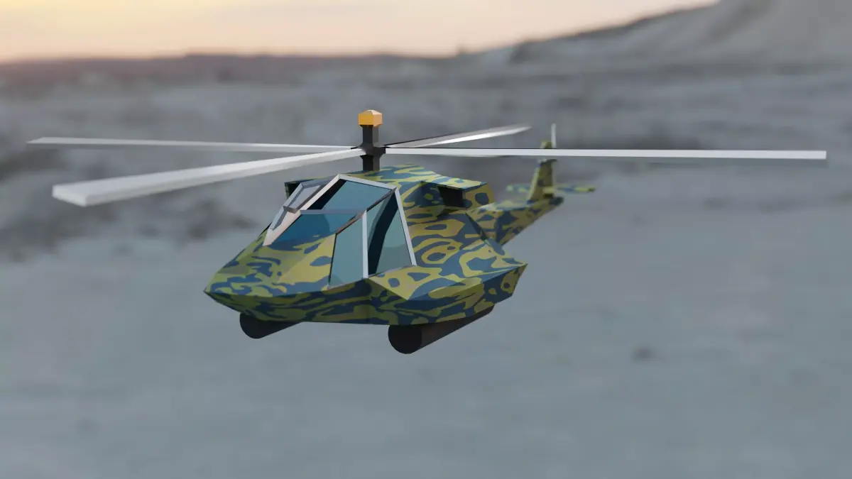 Helicopter Low-Poly 3D Model military Low-poly 3D model