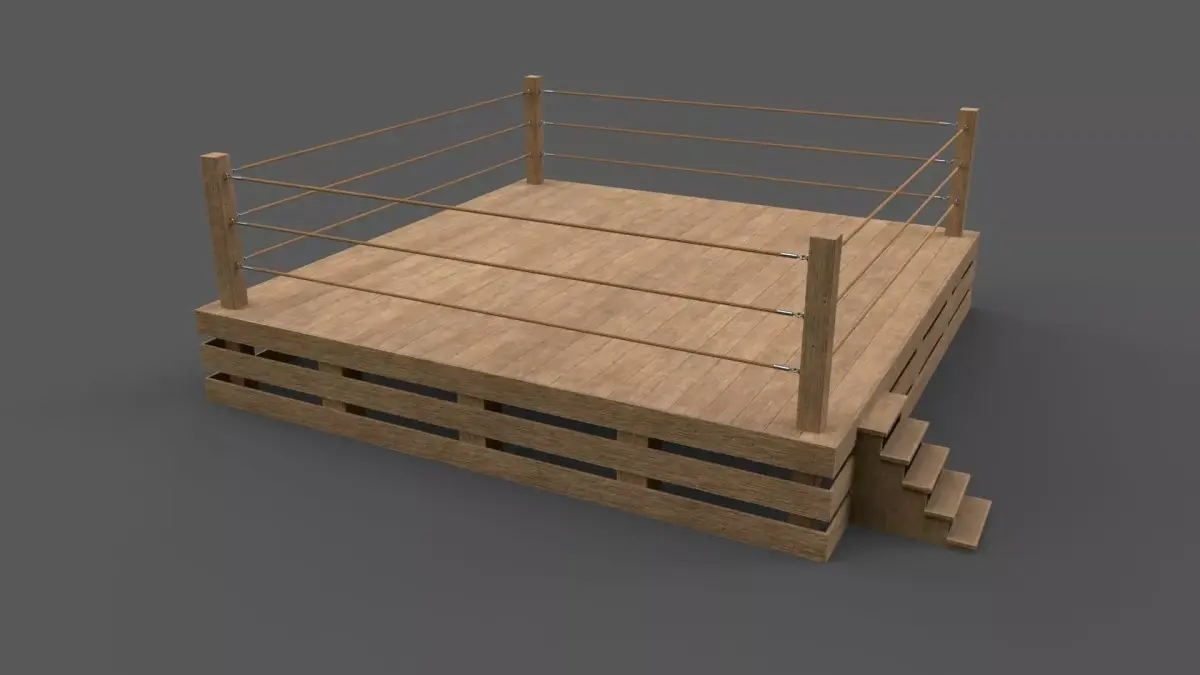 PBR Modular Wood Basic Wrestling Rings 20ftx20ft Low-poly 3D model