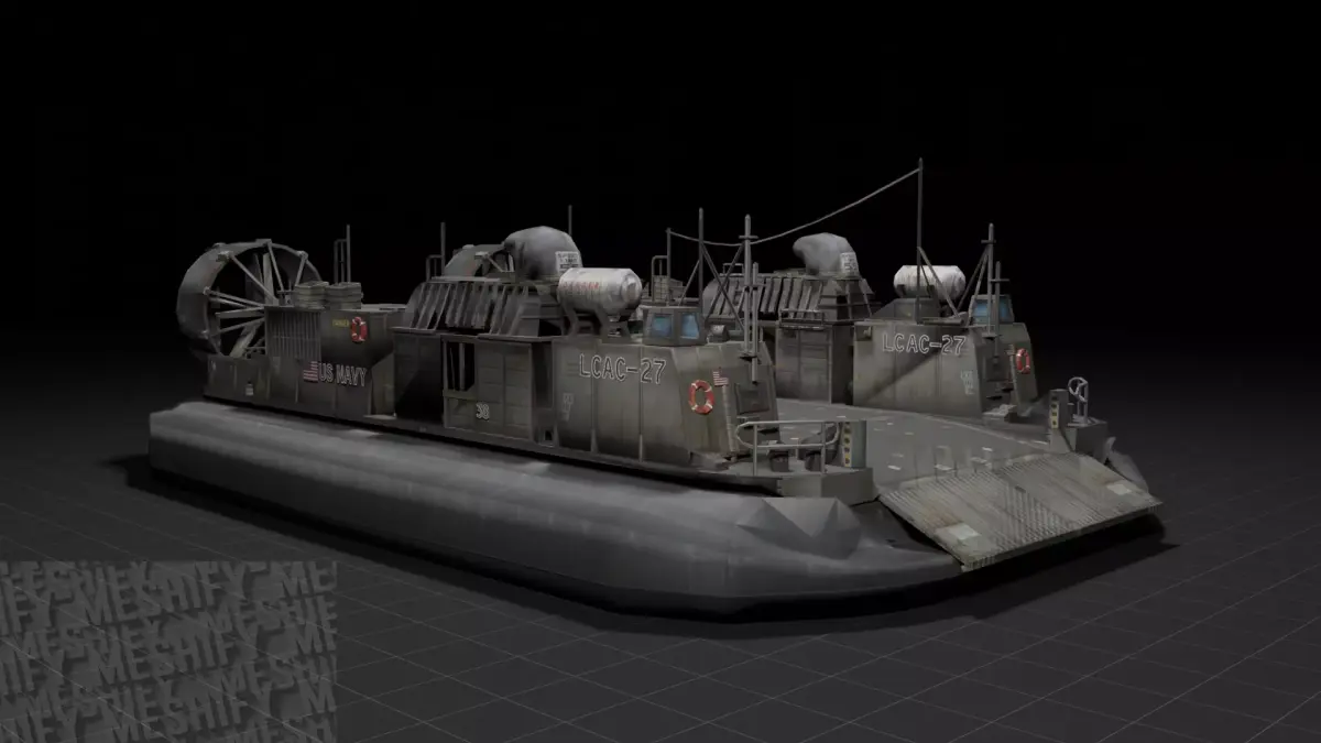Military Hovercraft Landing Craft Low-poly 3D model