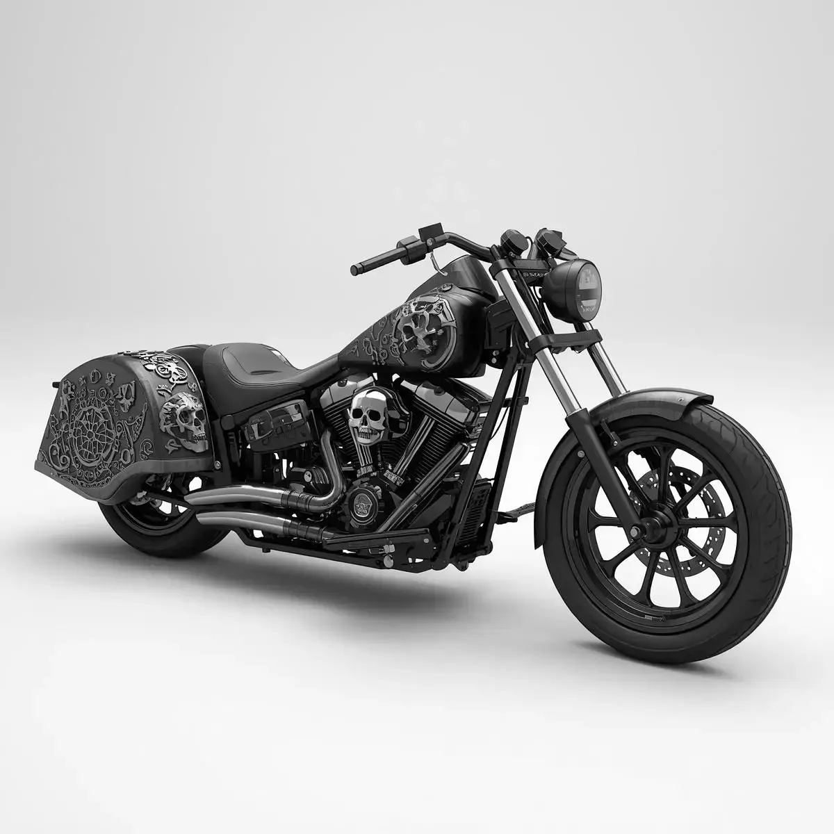 Gothic Horror Coffin Motorcycle 3D Model Low-poly 3D model