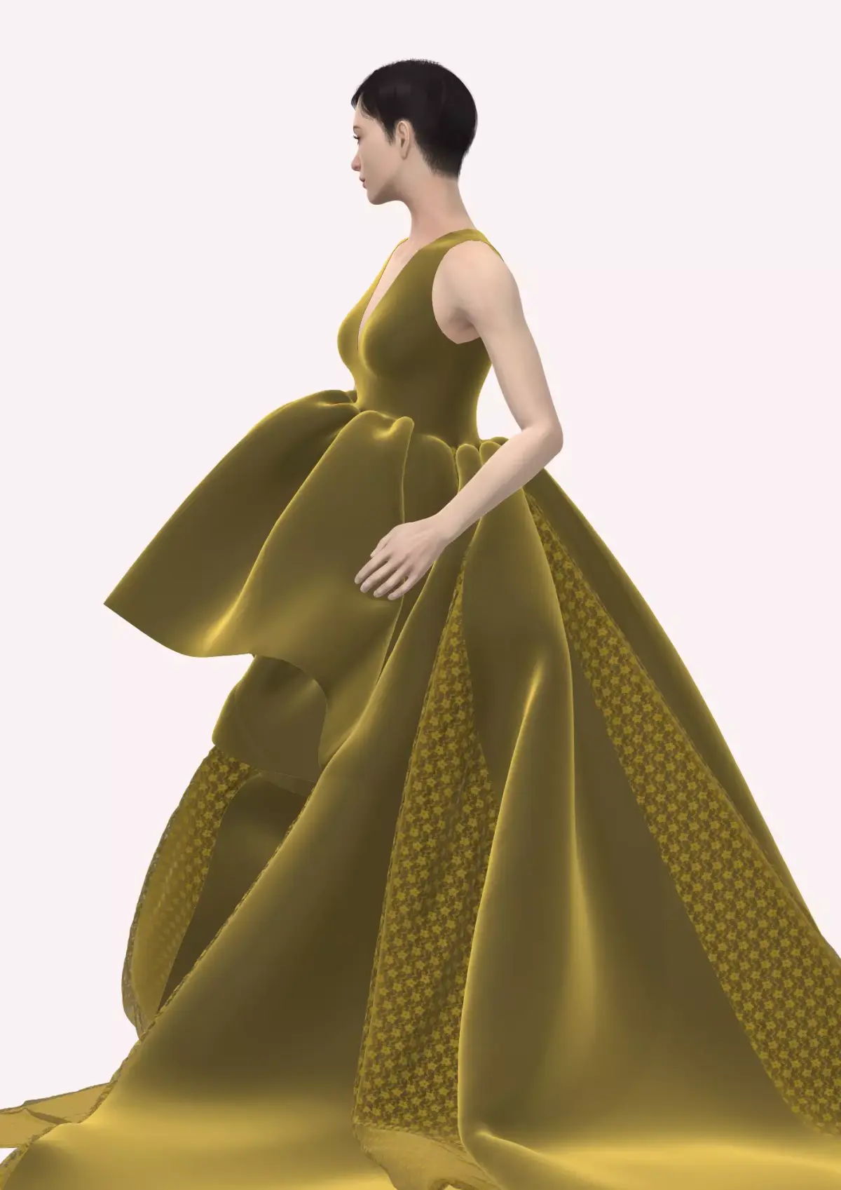 Regal Draped Dress in Style3D Atelier 3D model