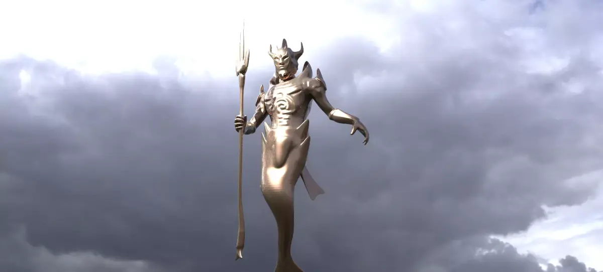 Low poly Merman statue 1 3D model