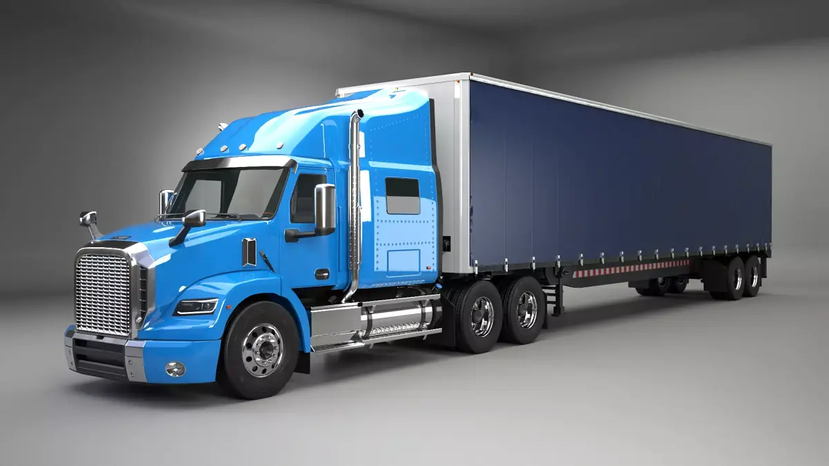 Generic Semi Truck Sleeper Cab with Curtain Trailer 3D model