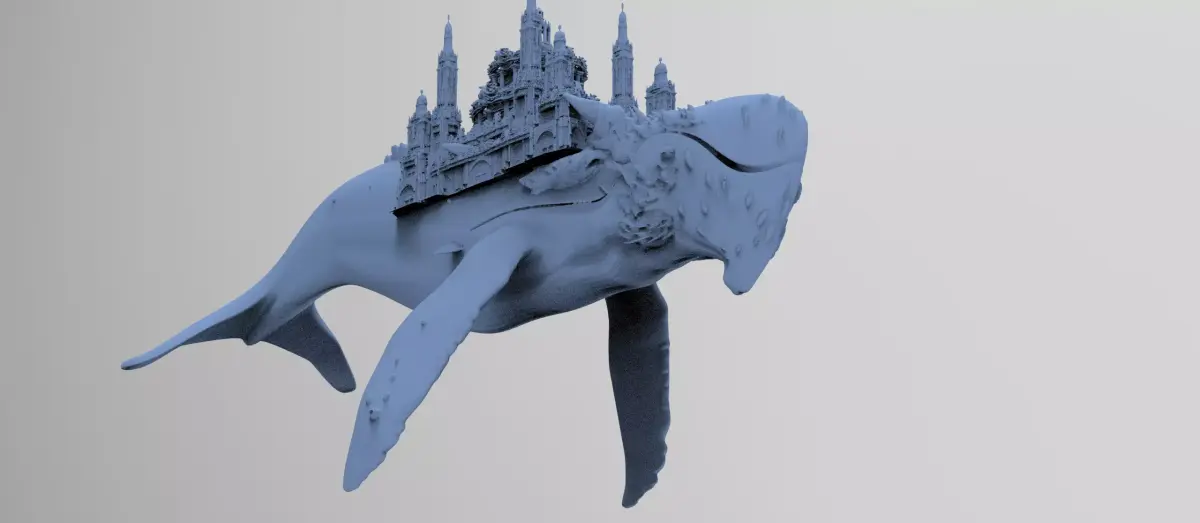 Dinosaur Whale Ancient city 3D model