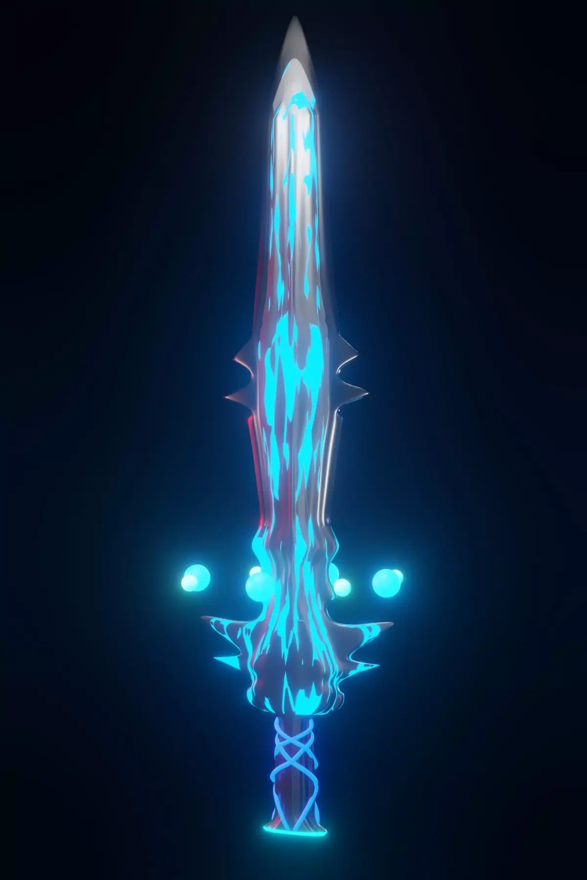 BLUE SWORD WITH ENERGY BALL AROUND Low-poly 3D model