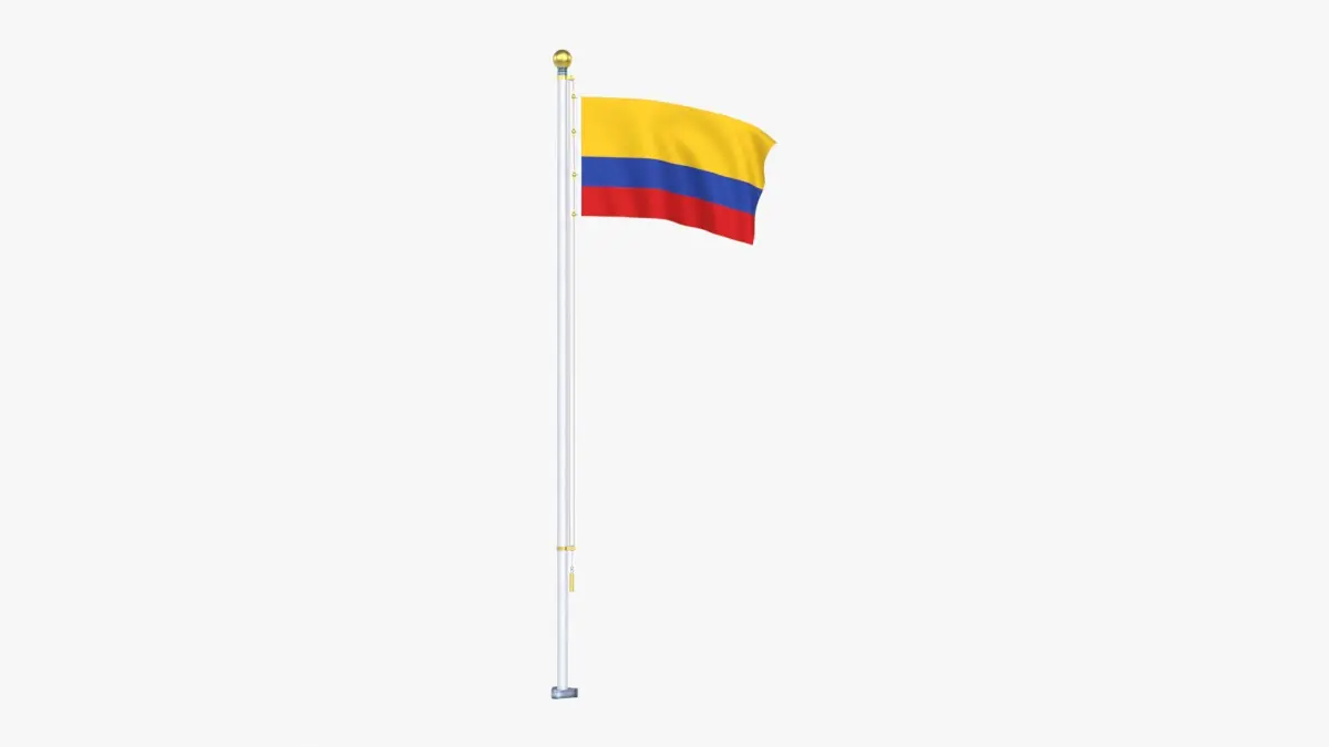 ColombiaFlagStandPoleAnimated 3D model