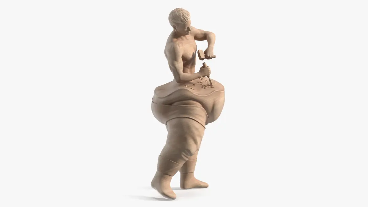 Self Made Man Sculpture Wooden 3D model