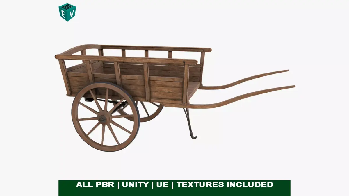  Vintage Wooden Cart11 All PBR Unity UE Textures Included Low-poly 3D model