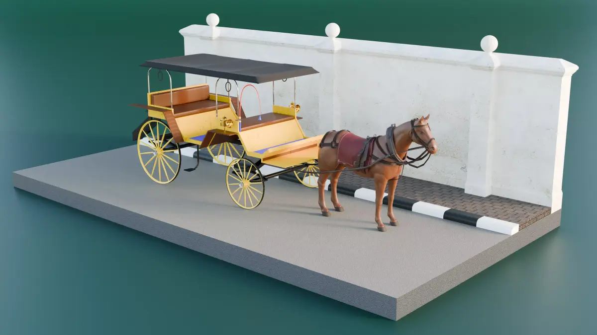 Carriage - Dokar Andong Delman Lowpoly Isometric 3D model