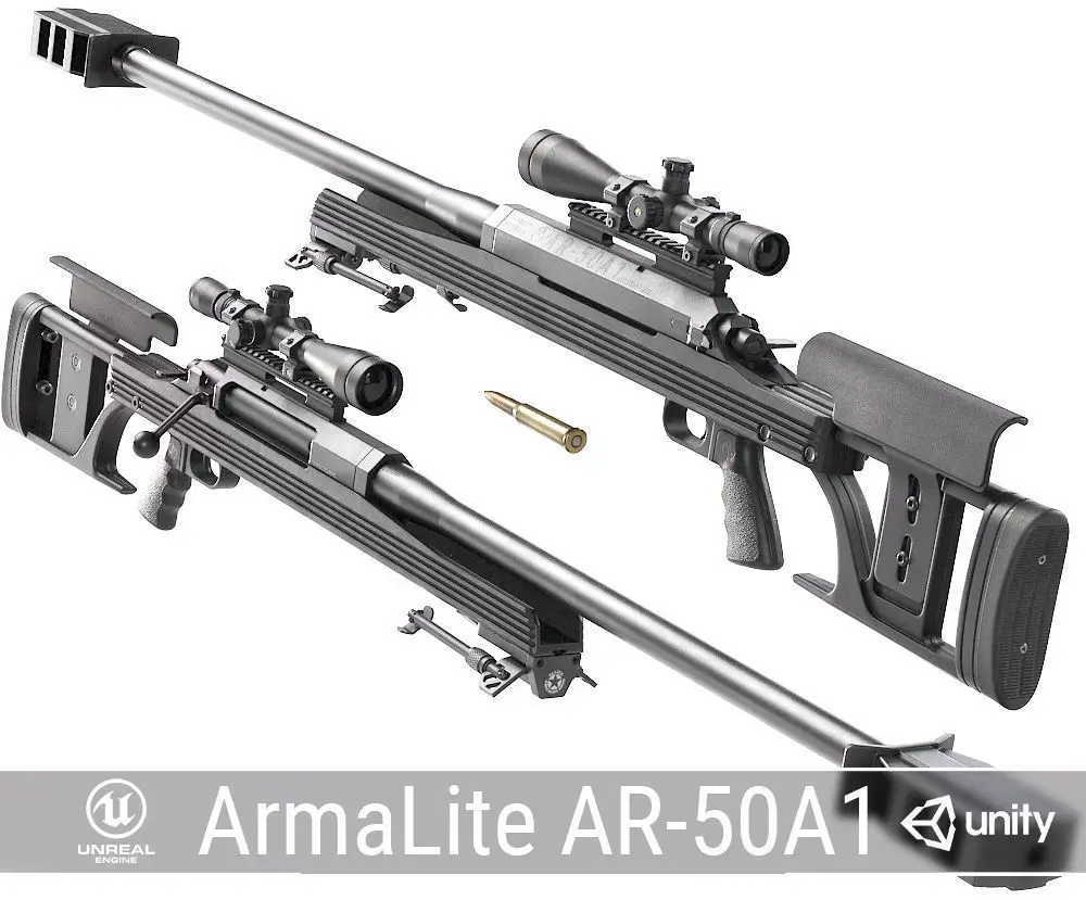 PBR ArmaLite AR-50A1 Low-poly 3D model