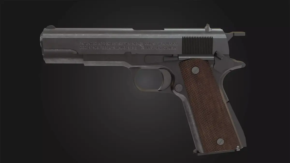 Colt M1911 Pistol Low-poly 3D model