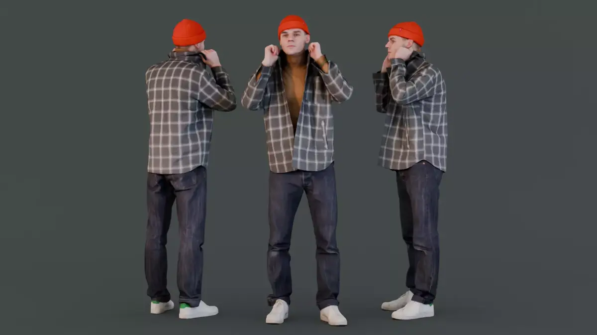 Stylish Man Adjusting Collar - Streetwear Look 3D model