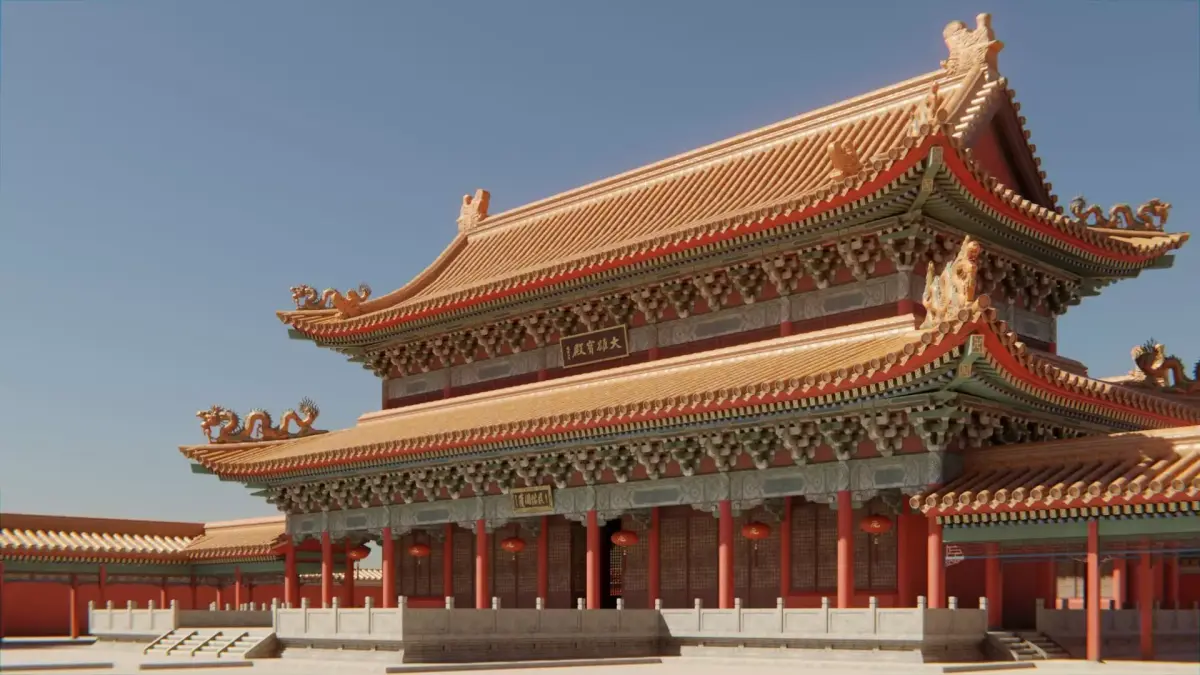 Asian Modular Temple Low-poly 3D model