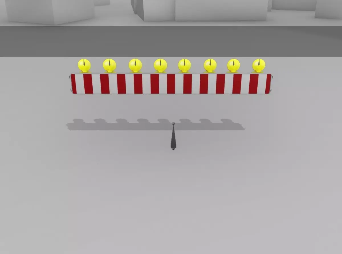 Construction Barrier 6 with animated lights 600-36 250x2400mm Low-poly 3D model