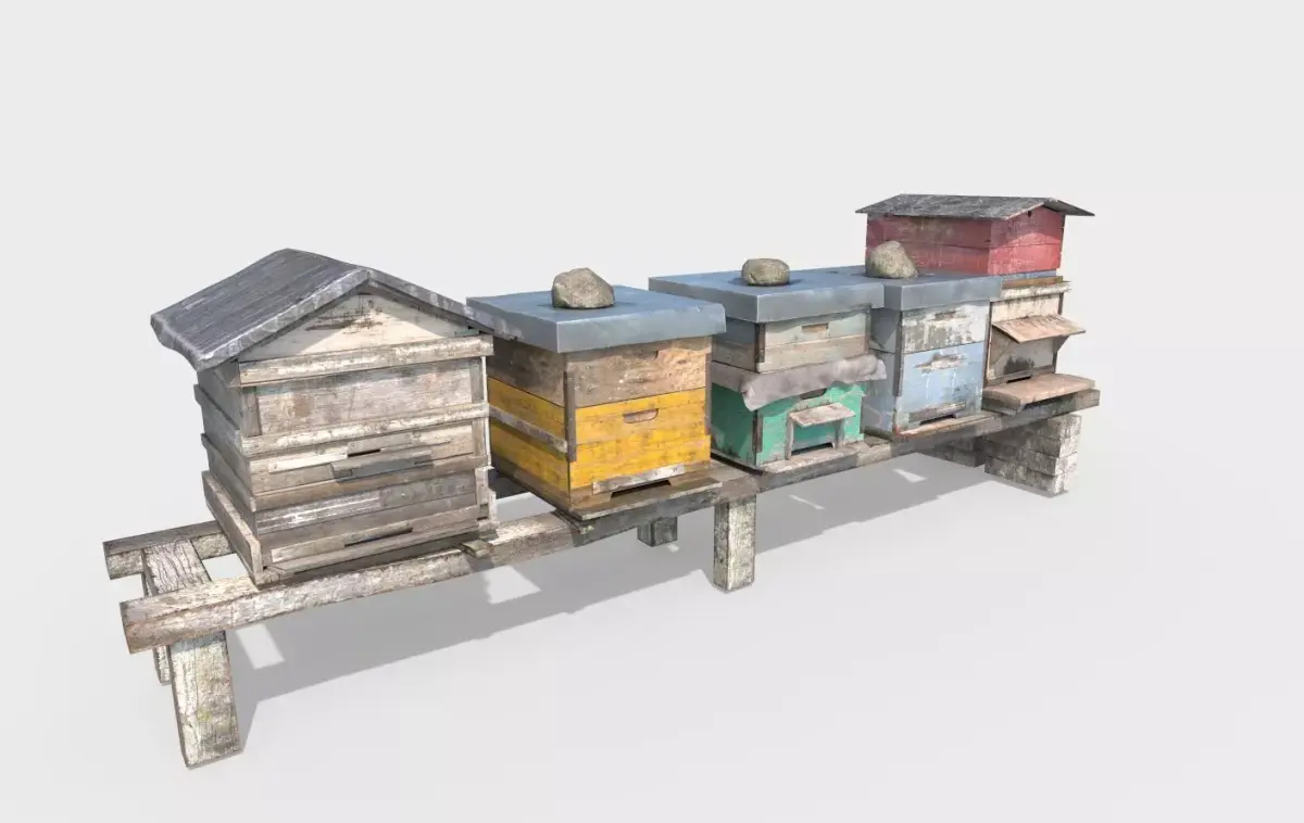 Old Bee Hives 3D model
