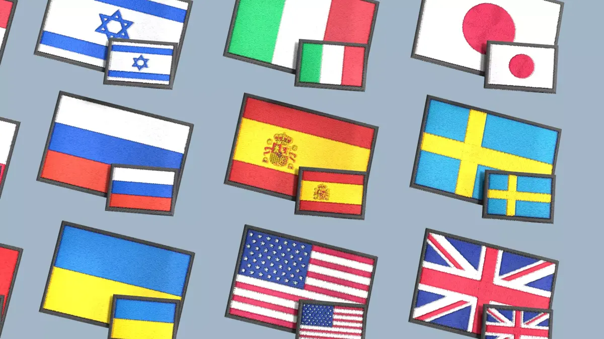 20 COUNTRY FLAG PATCHES Low-poly 3D model