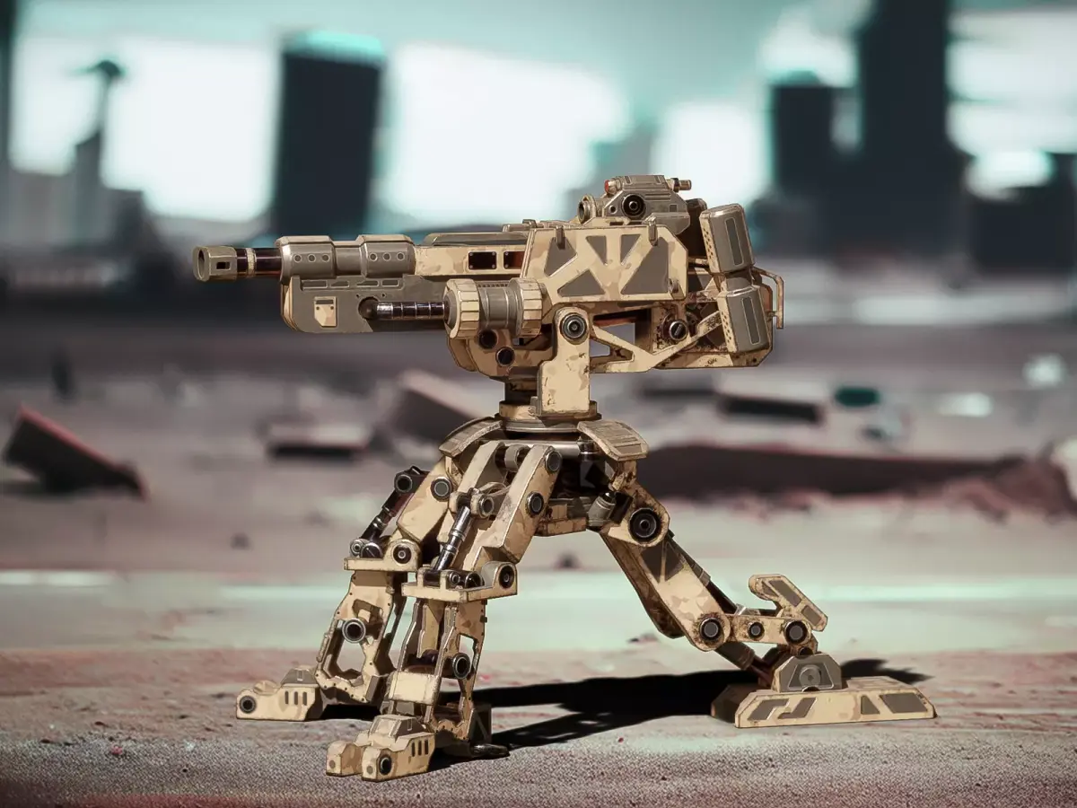 Game ready sentry gun turret Unreal Engine Unity Low-poly 3D model