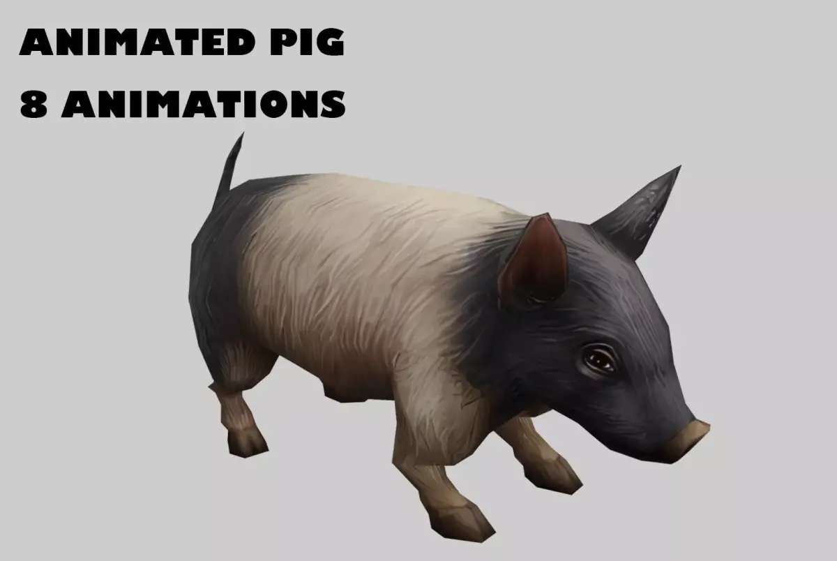 animated pig Low-poly 3D model