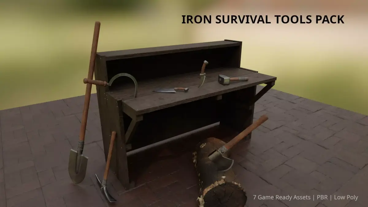 Iron Survival Tools Pack - 7 Game Ready PBR Assets Prop