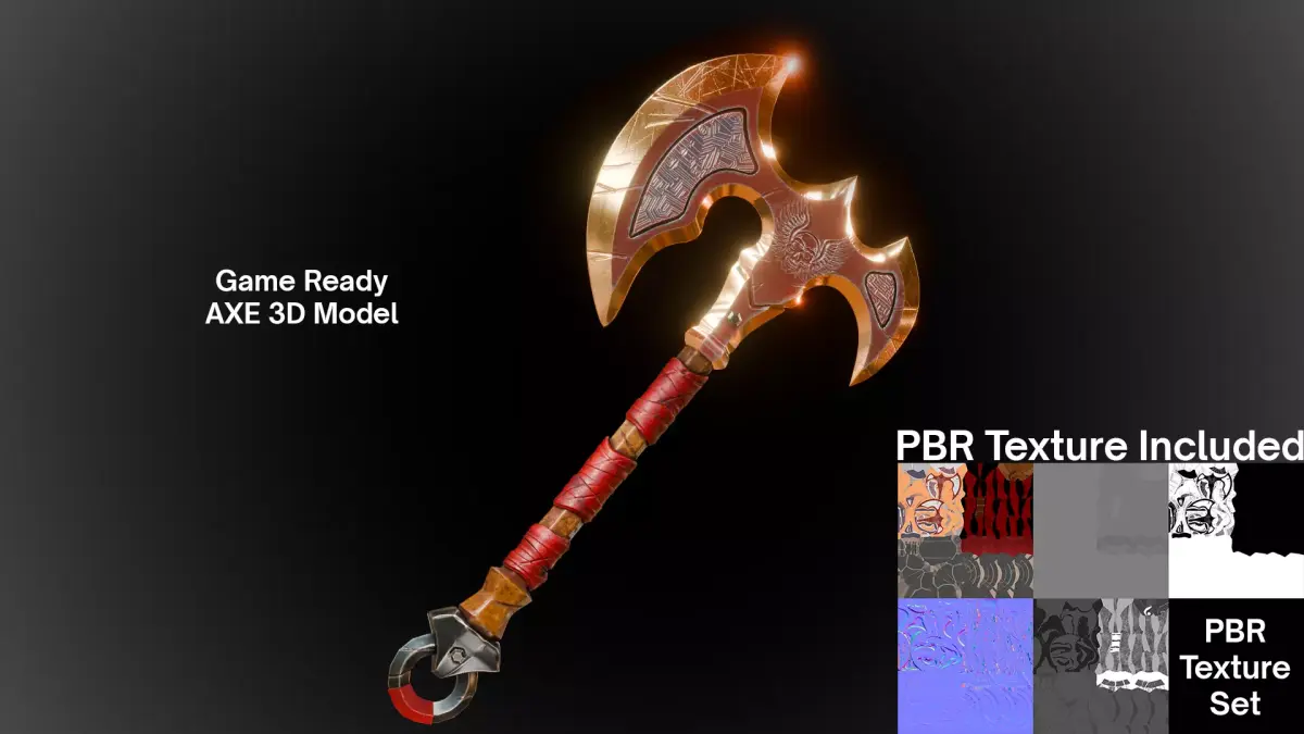Ancient Battle Axe - Game Ready 3D Melee weapon model Low-poly 3D model