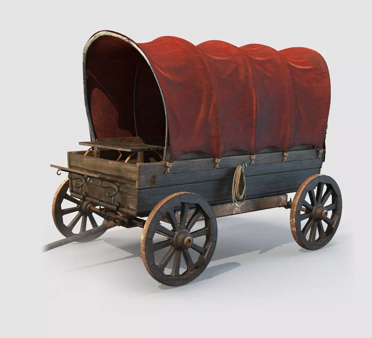 Wooden Covered Cart 3D Model 3D model
