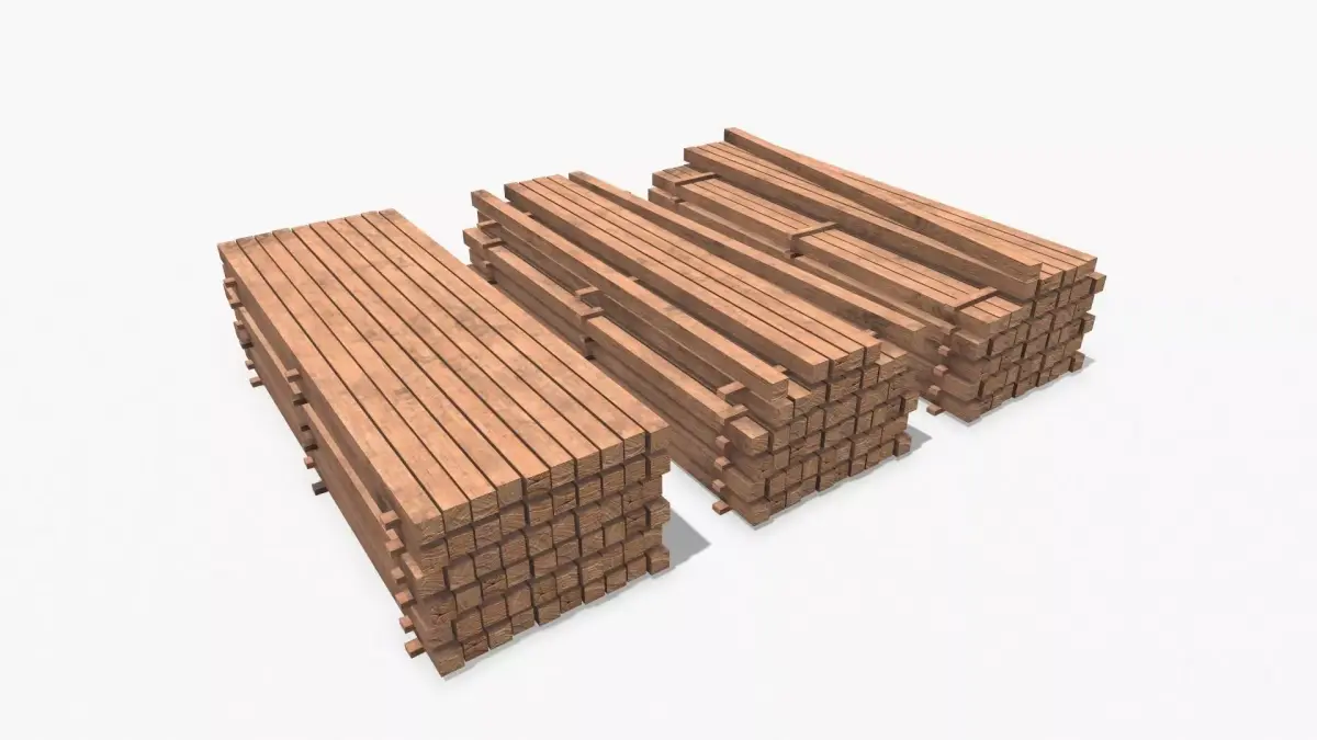 Wooden Beams Low-poly 3D model