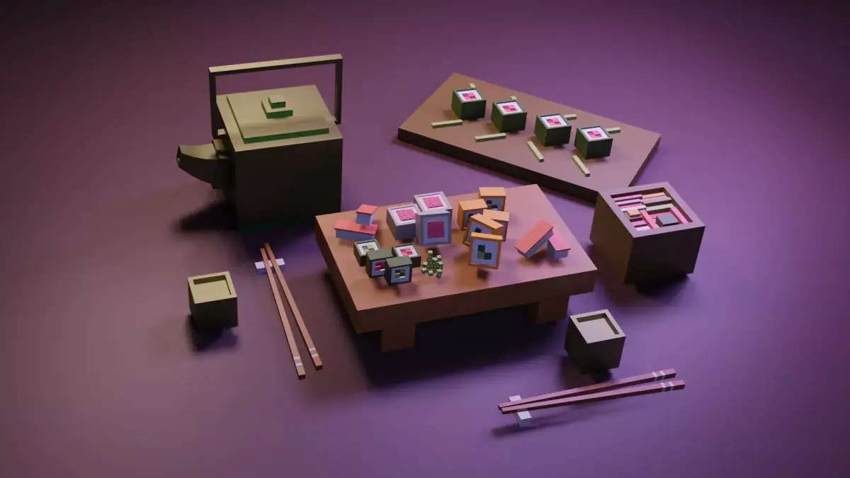 Cartoon sushi set model 3D model