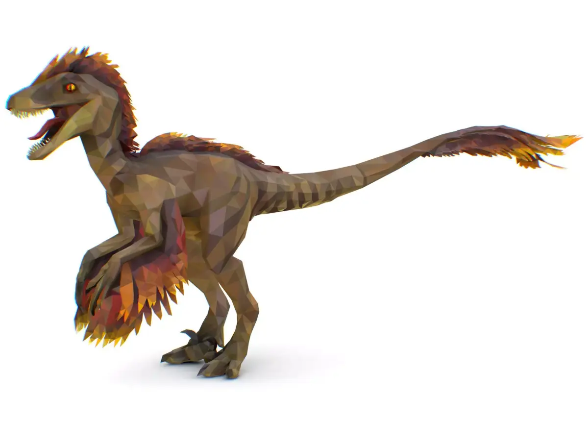 Dinosaur Raptor Feathered Lowpoly Art Animal Low-poly 3D model