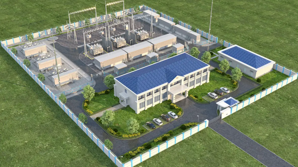 Modern high-voltage substation energy storage station 3D model