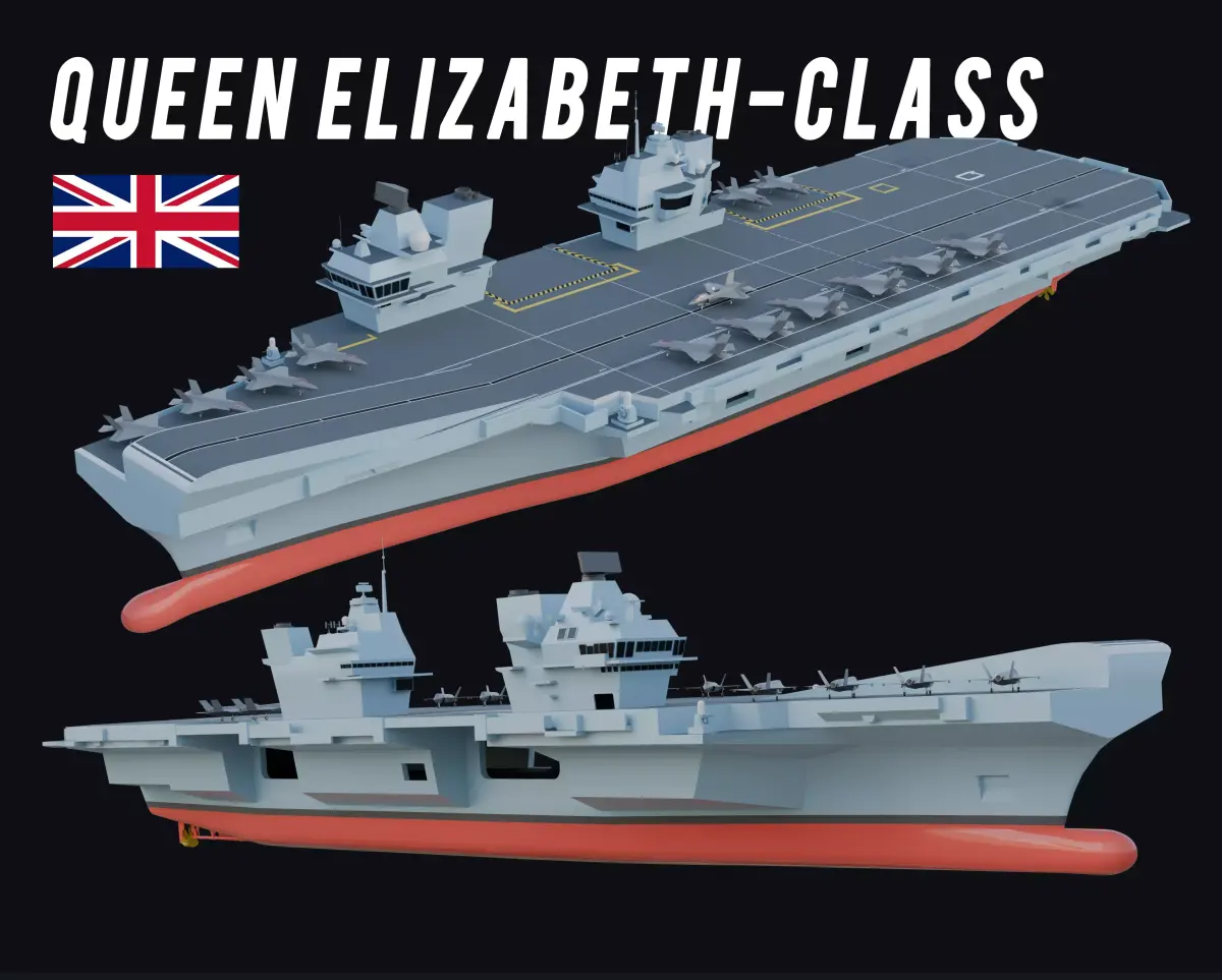 Queen Elizabeth-class aircraft carrier Low-poly 3D model