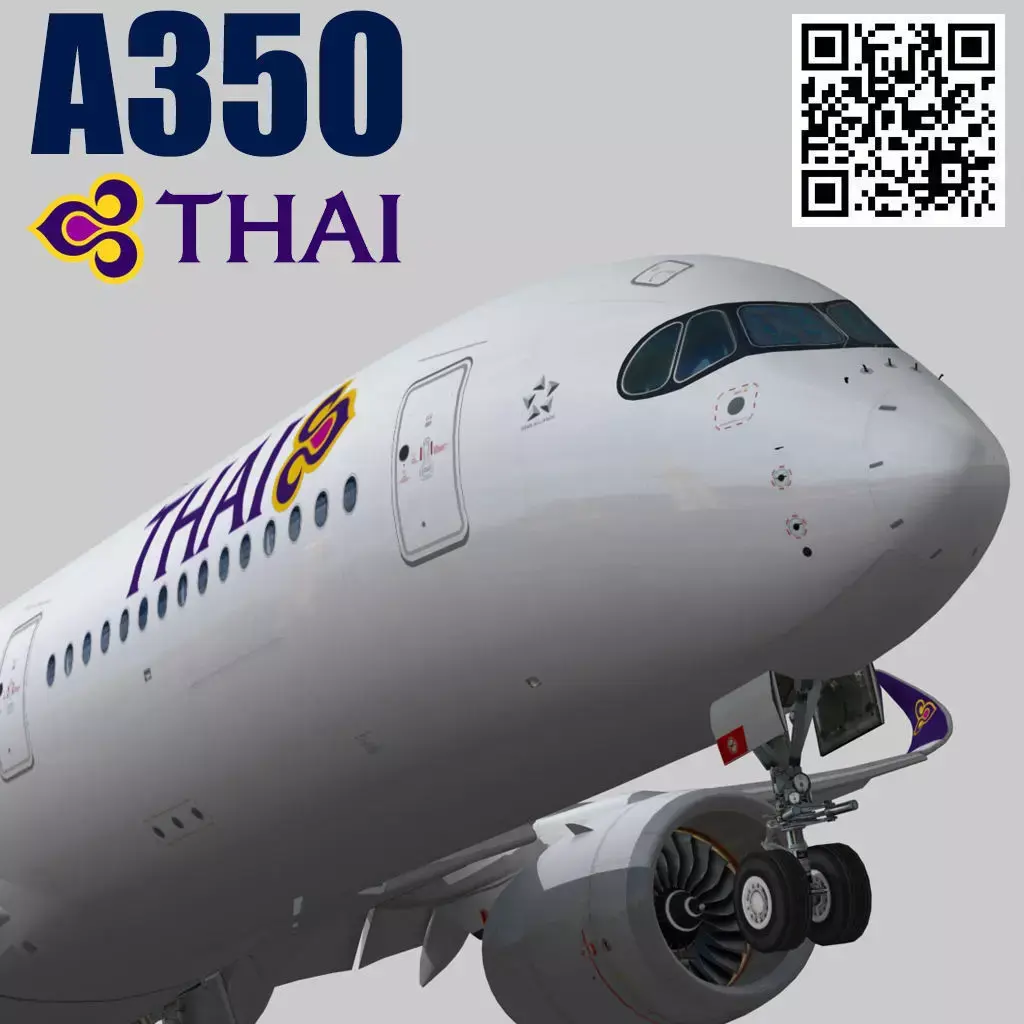 Airbus A350-900 XWB Thai Airways Low-poly 3D model