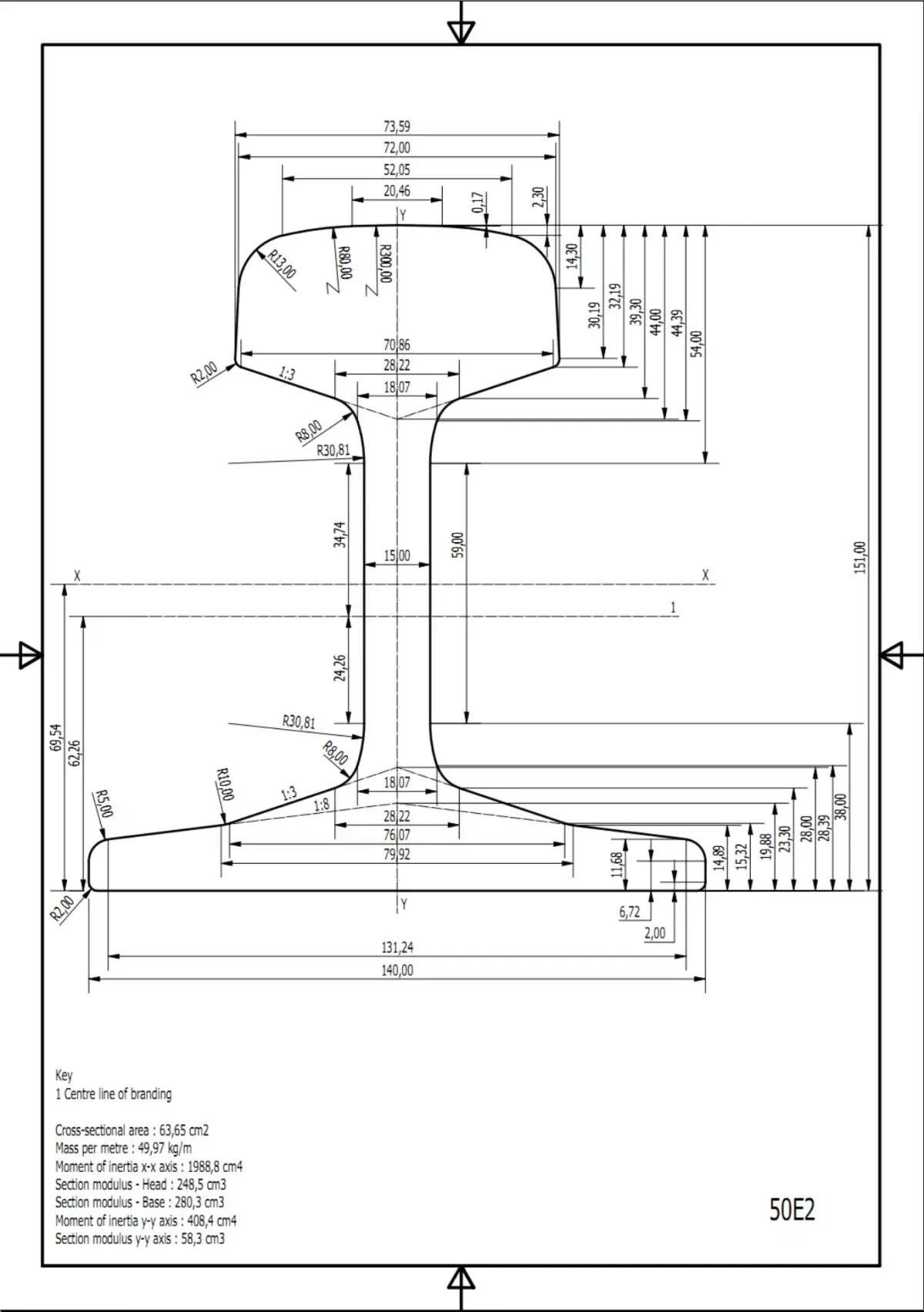 British Standard-EN13674 50E2 rail 3D model