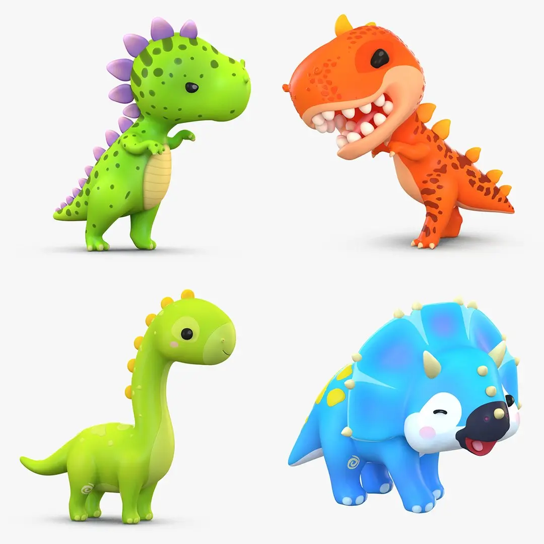 Cartoon Dinosaur Pack Collection 3D model