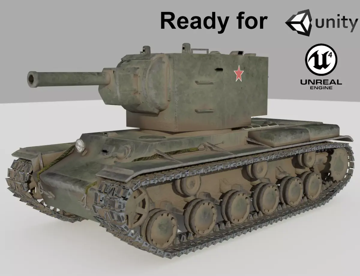 KV 2 WW2 Soviet Heavy Tank Low-poly 3D model