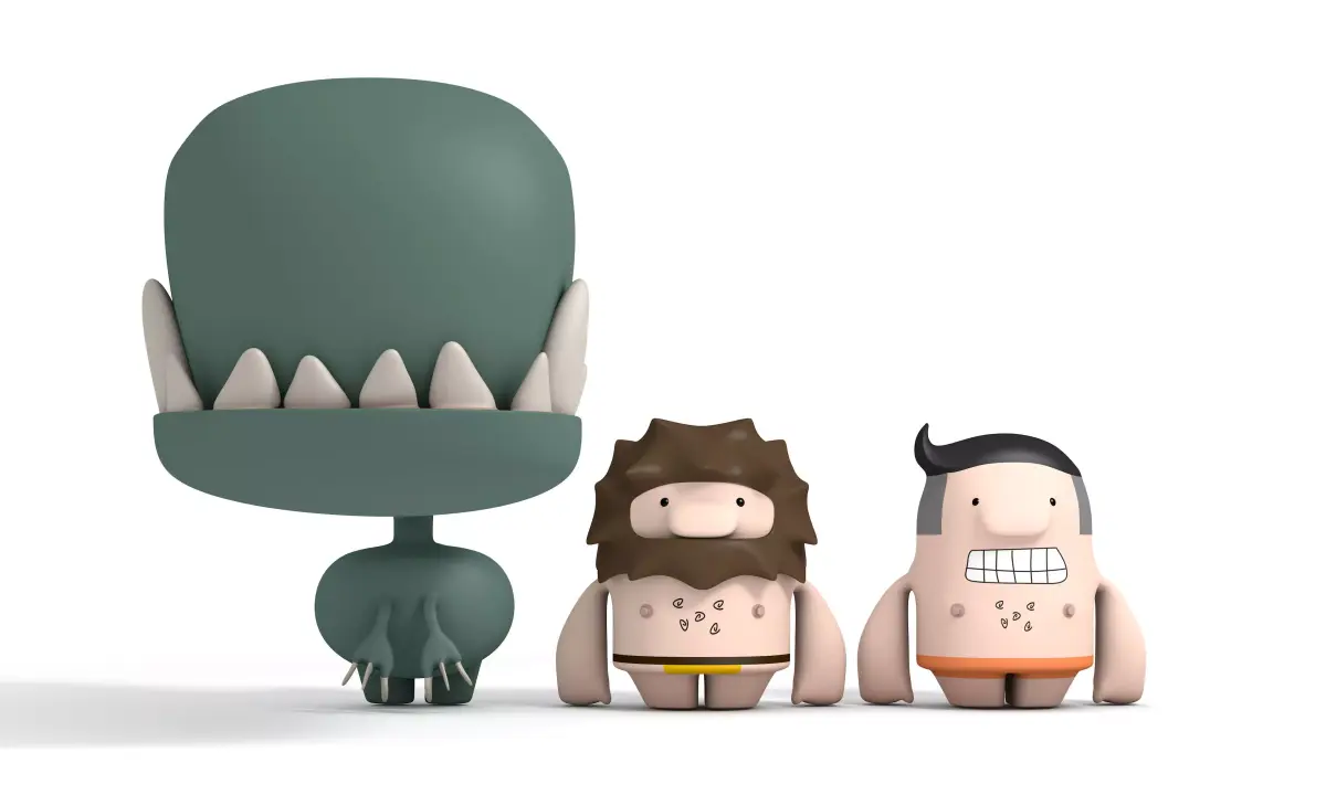 Caveman and Dinosaur characters 3D model