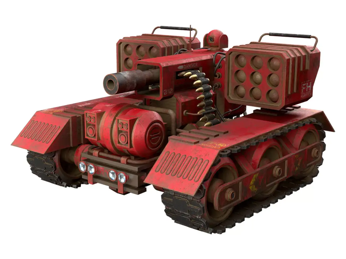 UGV Concept-3B-Red-Rusty Low-poly 3D model