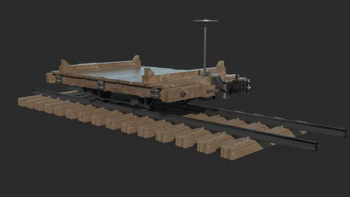 Old-fashioned vehicle rail transport vehicle 3D model