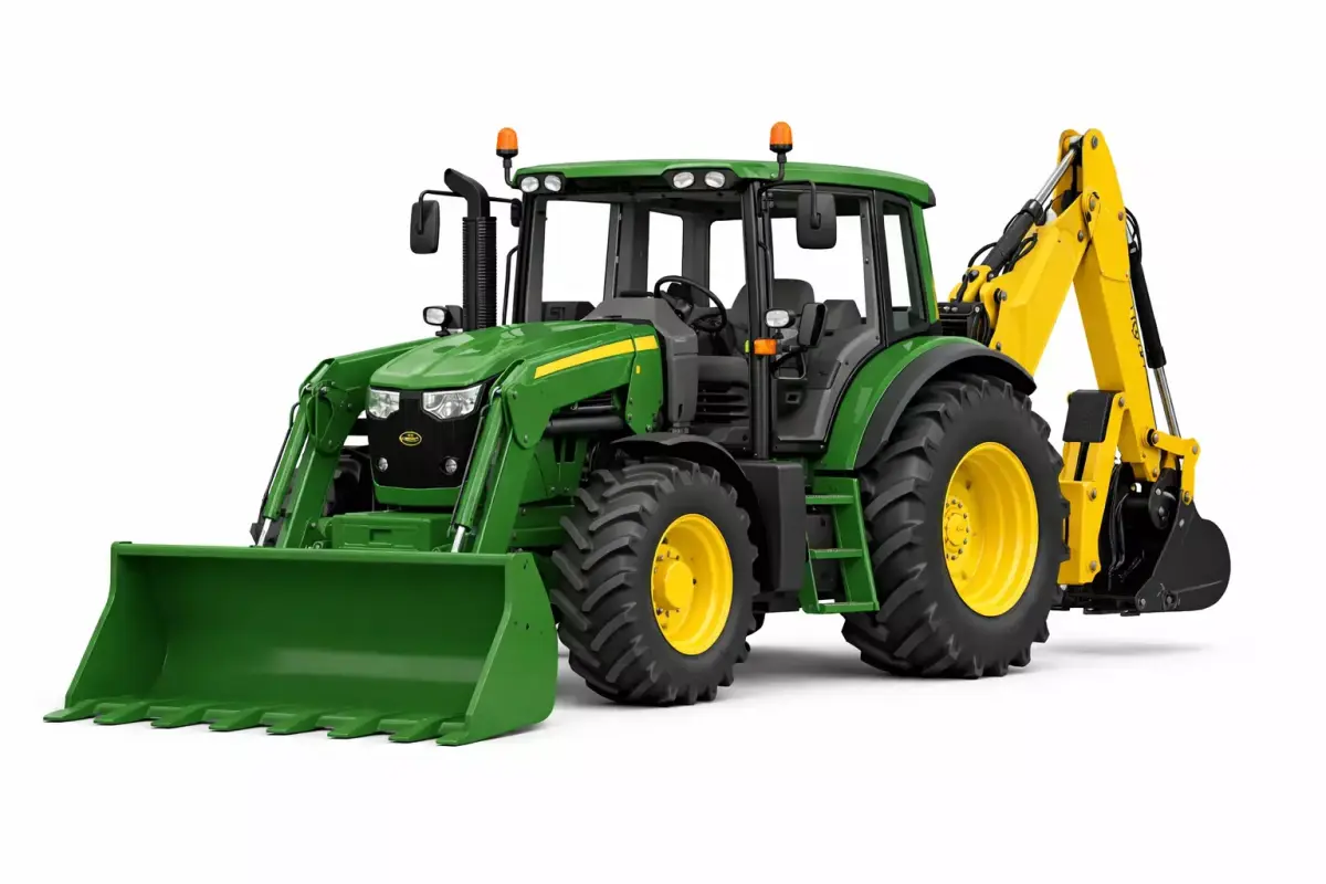 John Deere 6195M Backhoe Loader Low Poly Tractor Model Low-poly 3D model