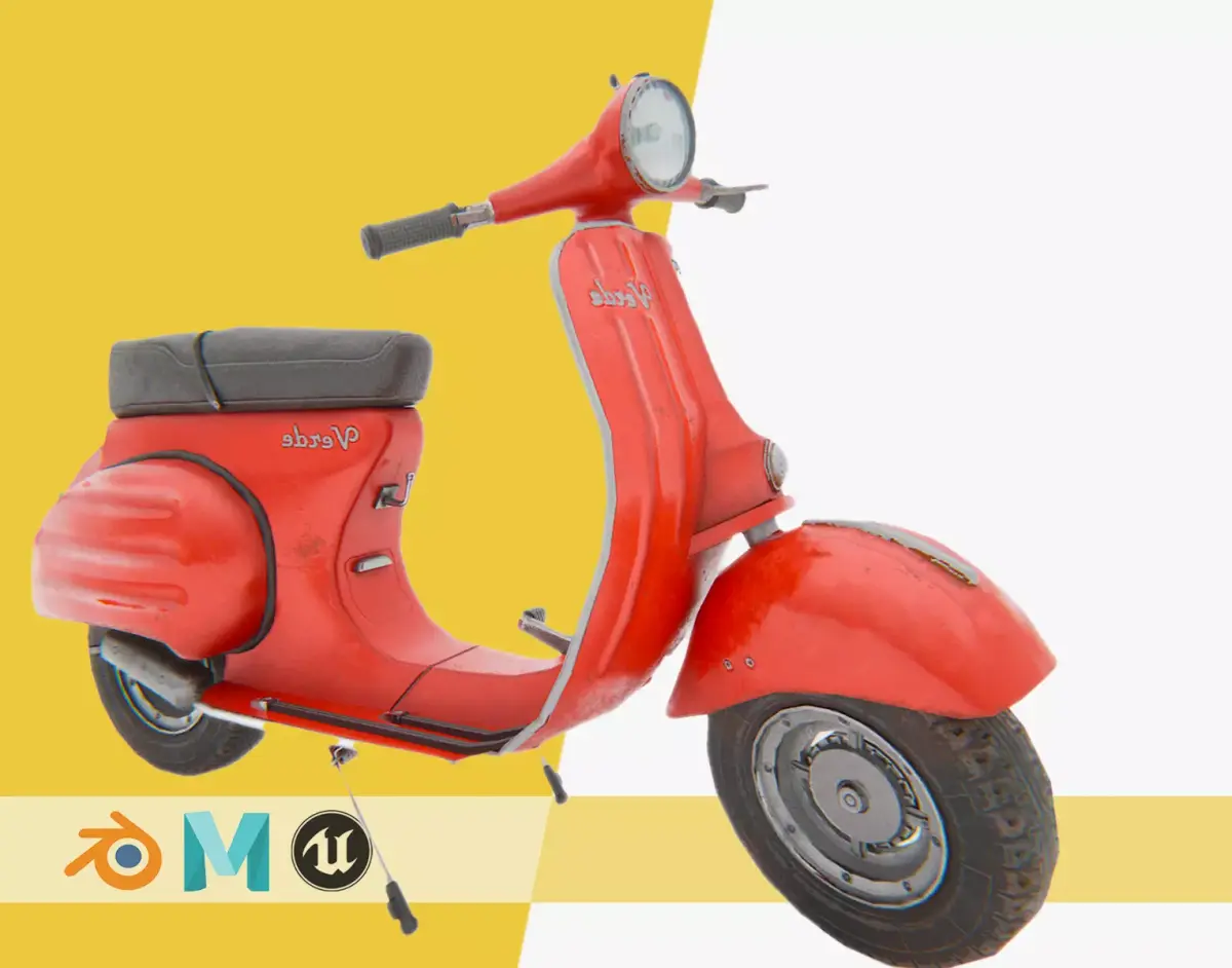 Vespa scooter motorcycle Low-poly 3D model