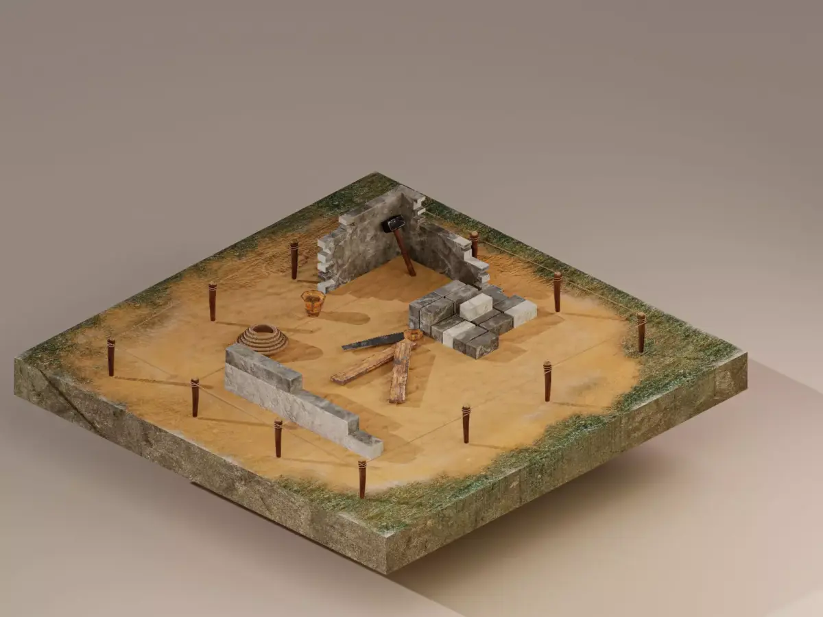 Building Foundation 3  Low-poly 3D model