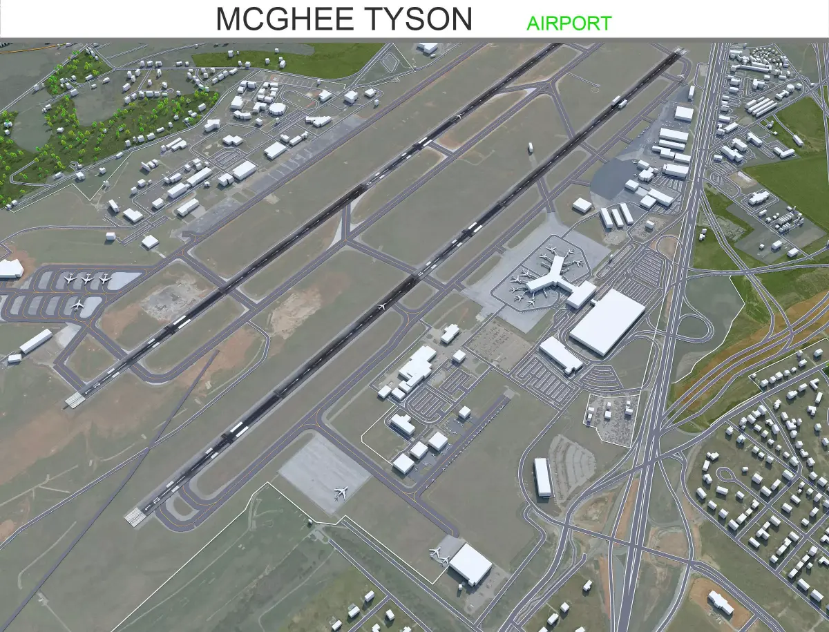 McGhee Tyson Airport Knoxville 10km Low-poly 3D model