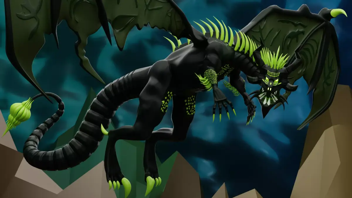 Abyssal Black Dragon Low-poly 3D model