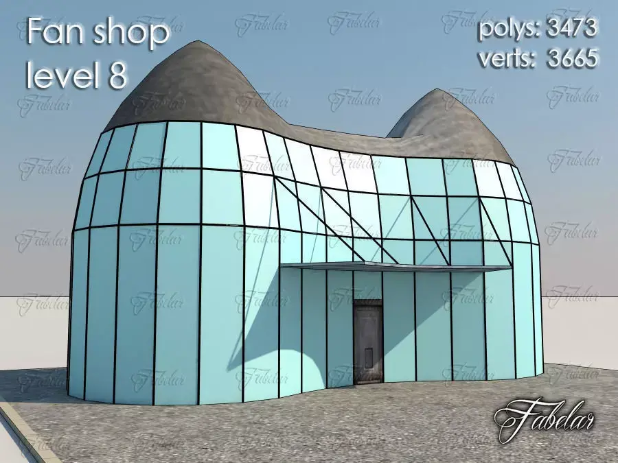 Fan Shop Low-poly 3D model 2