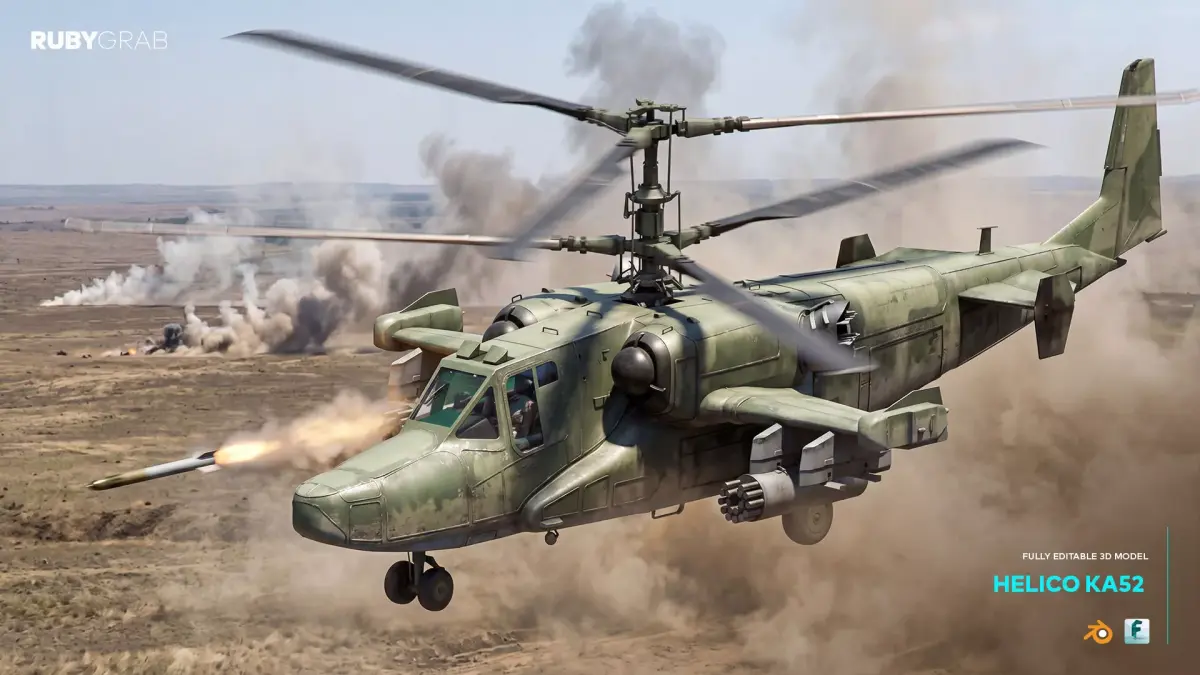 Kamov Ka-52 attack helicopter 3D model