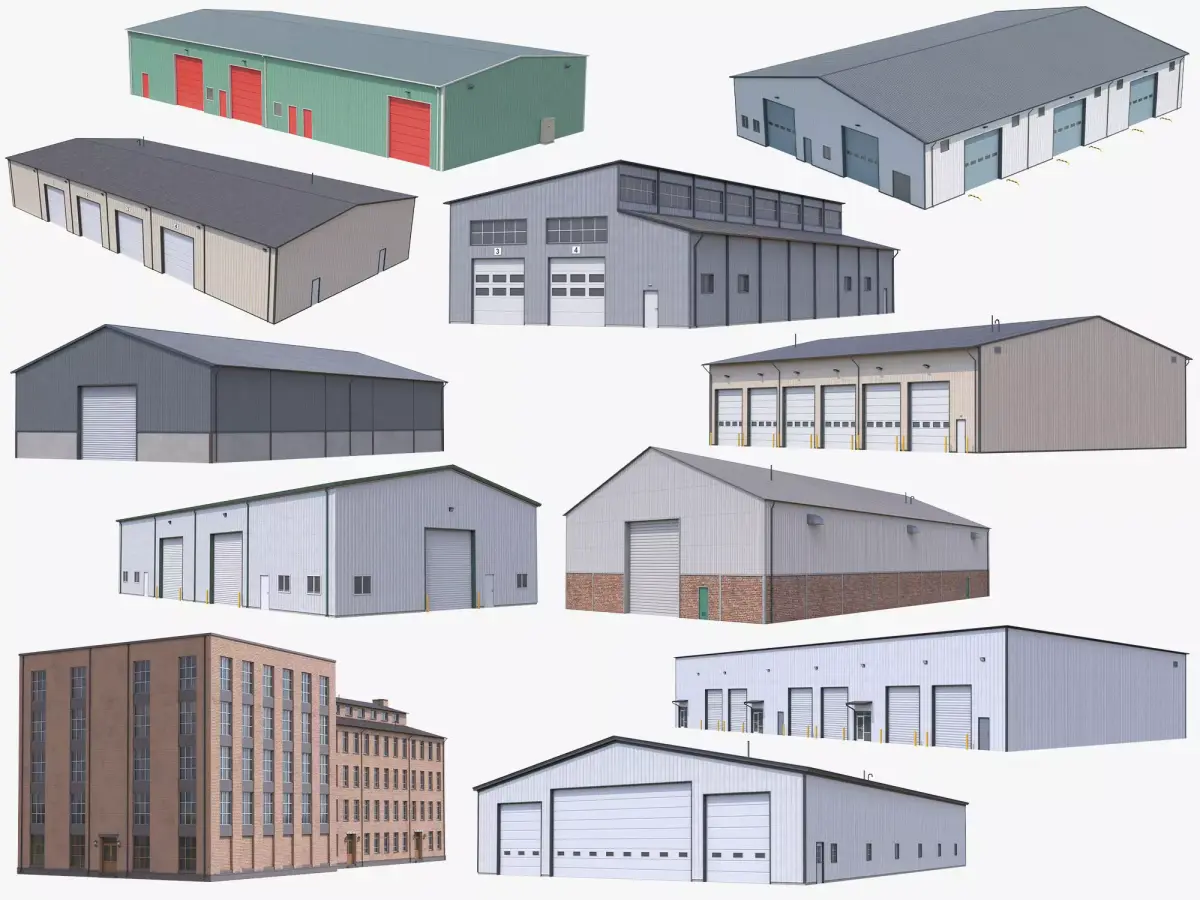 11 Industrial Buildings Collection 3D Model Pack purchase