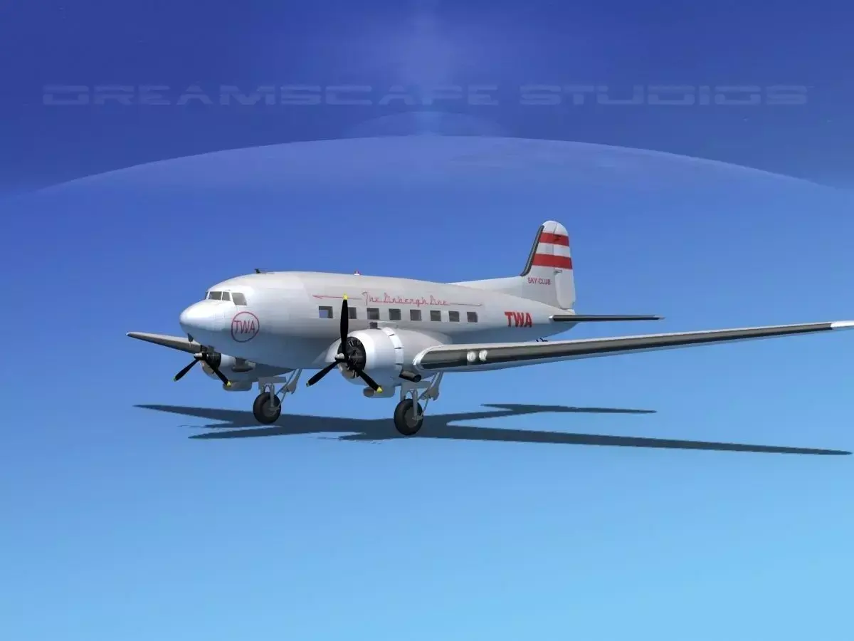 Douglas DC-3 TWA 3D model