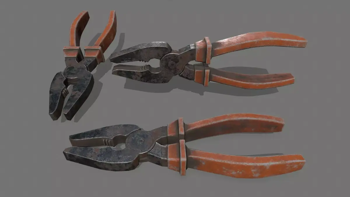 nippers old pliers Low-poly 3D model
