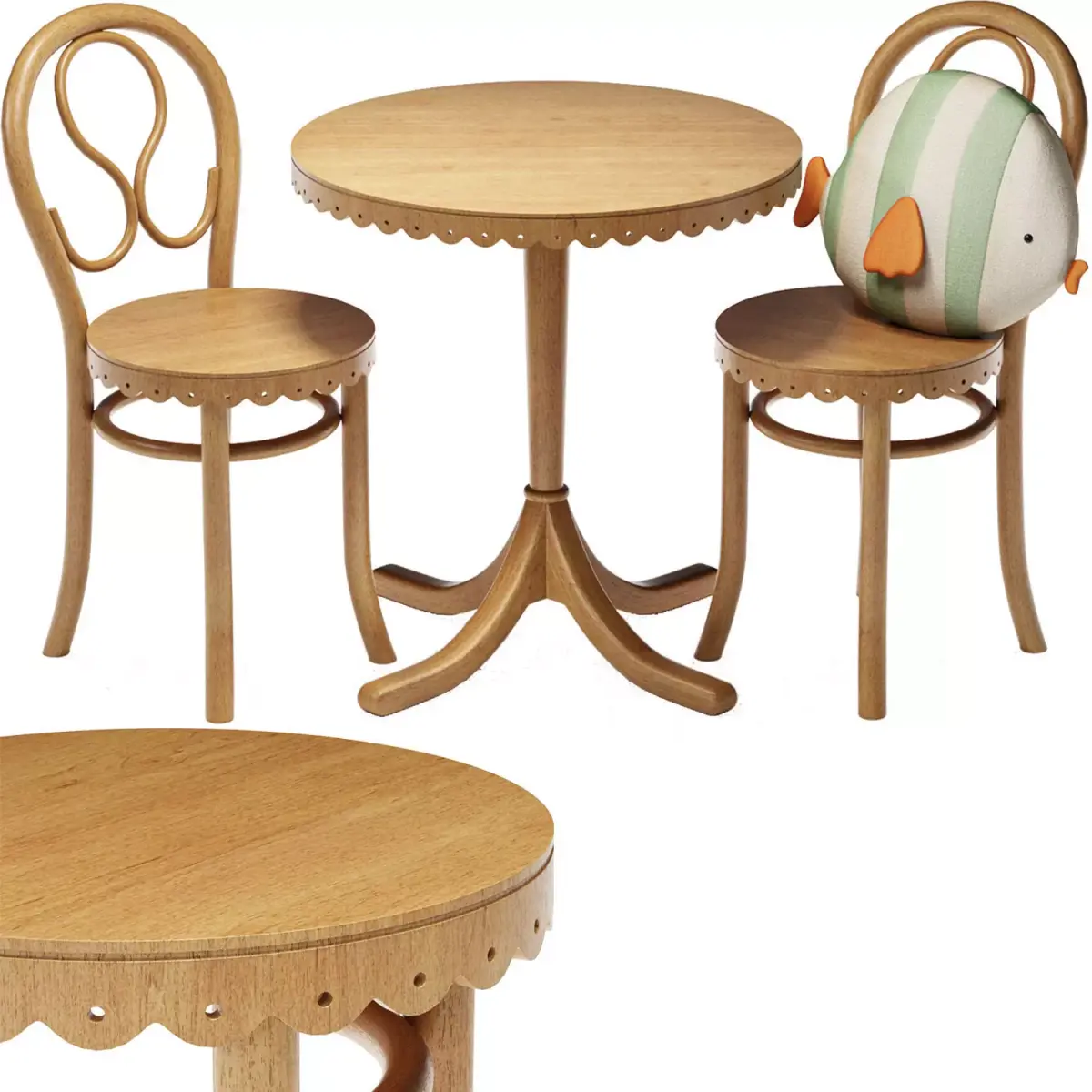 Zara Children Tabel and Chair Wood Turned 3D model