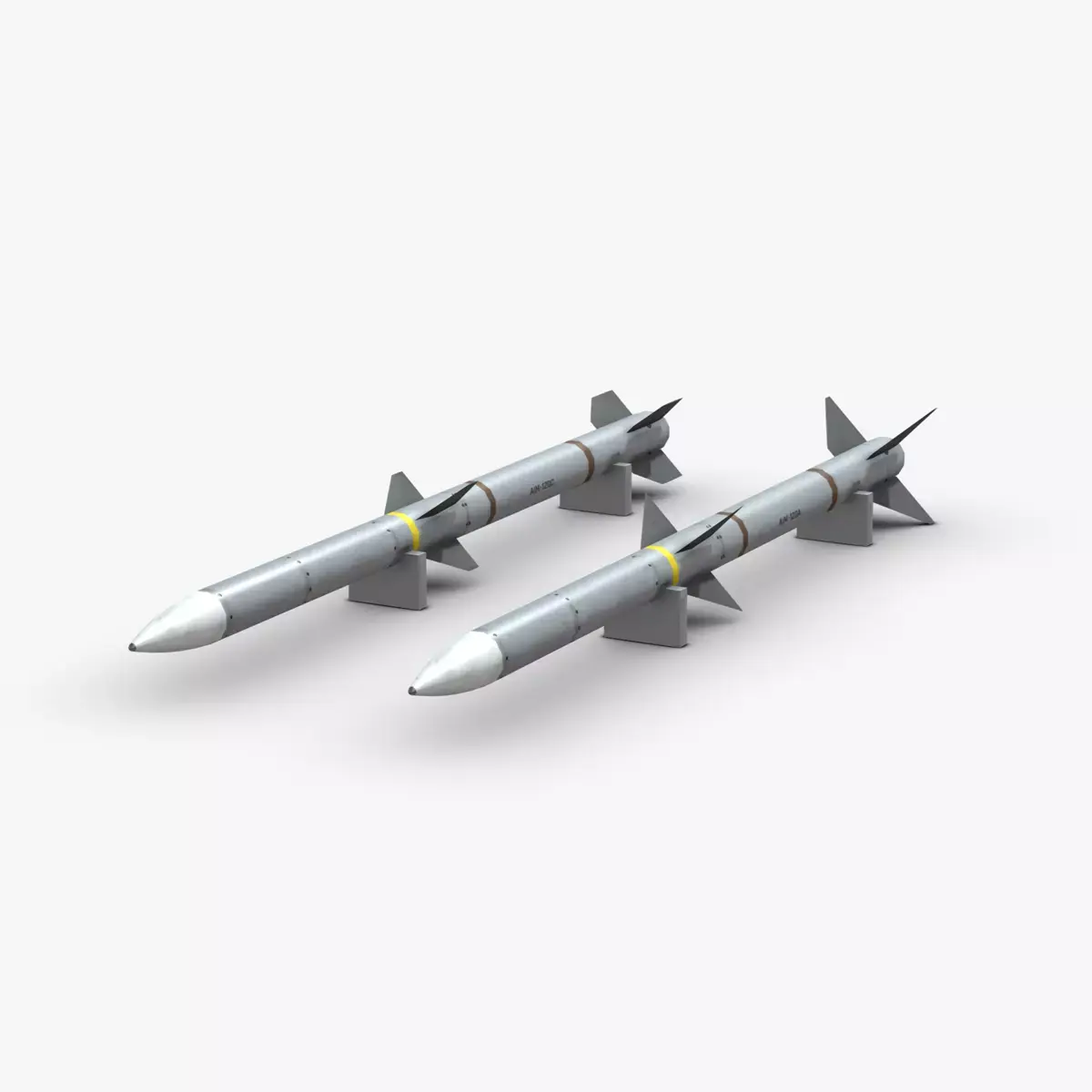AIM-120A AIM-120C AMRAAM American Air to Air BVR Missile Low-poly 3D model